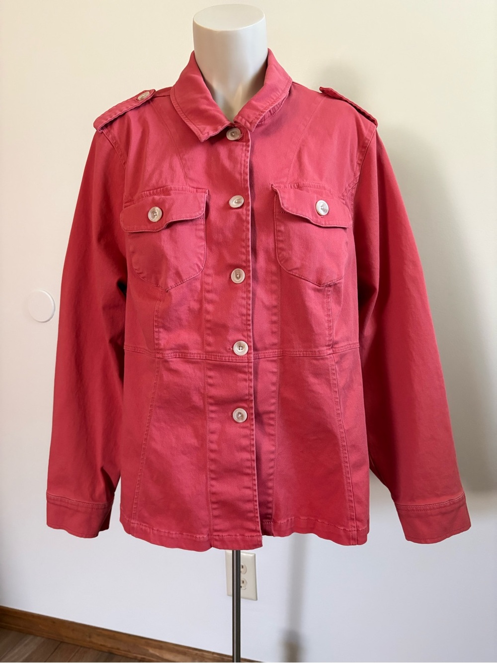 Torrid Twill Peplum Utility Peach Jacket Size 2
